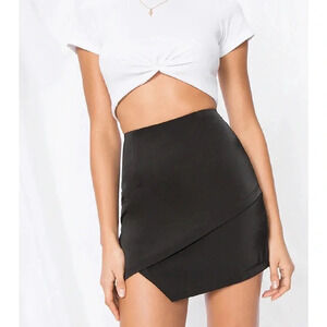 Revolve superdown saira satin black mini skirt